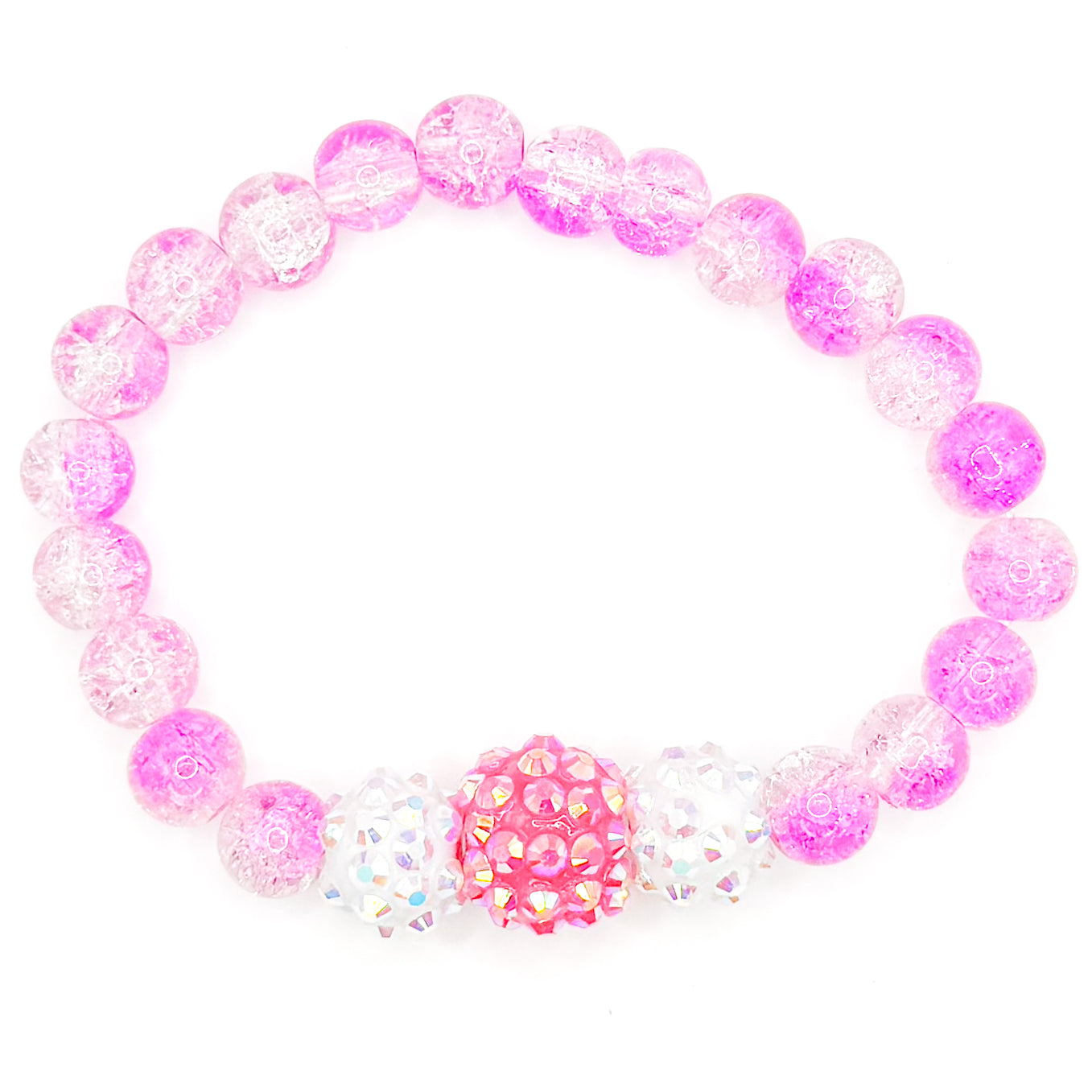 Pink Shimmer Pop Glass Beaded Bracelet