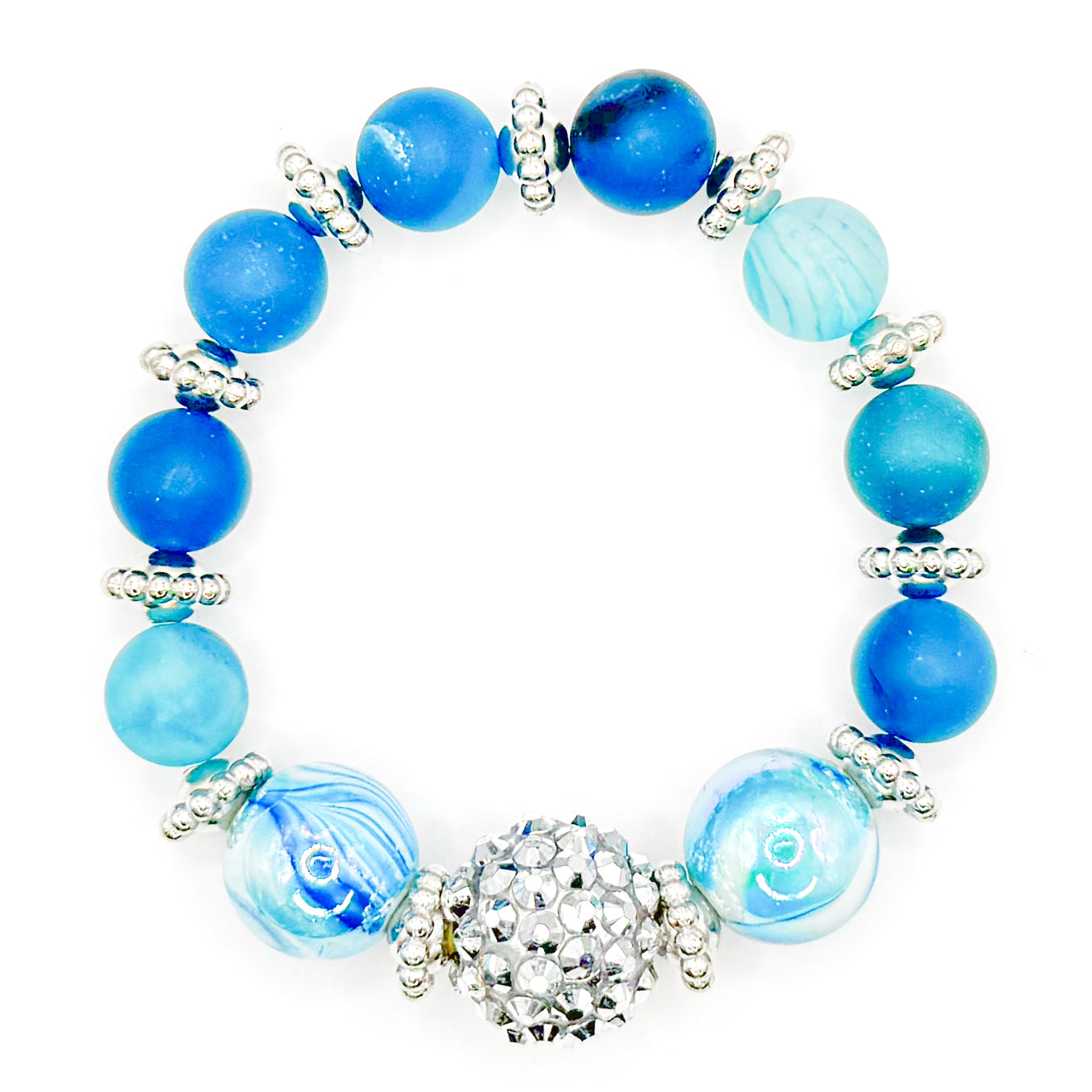 Lunar Blue Shimmer Beaded Bracelet