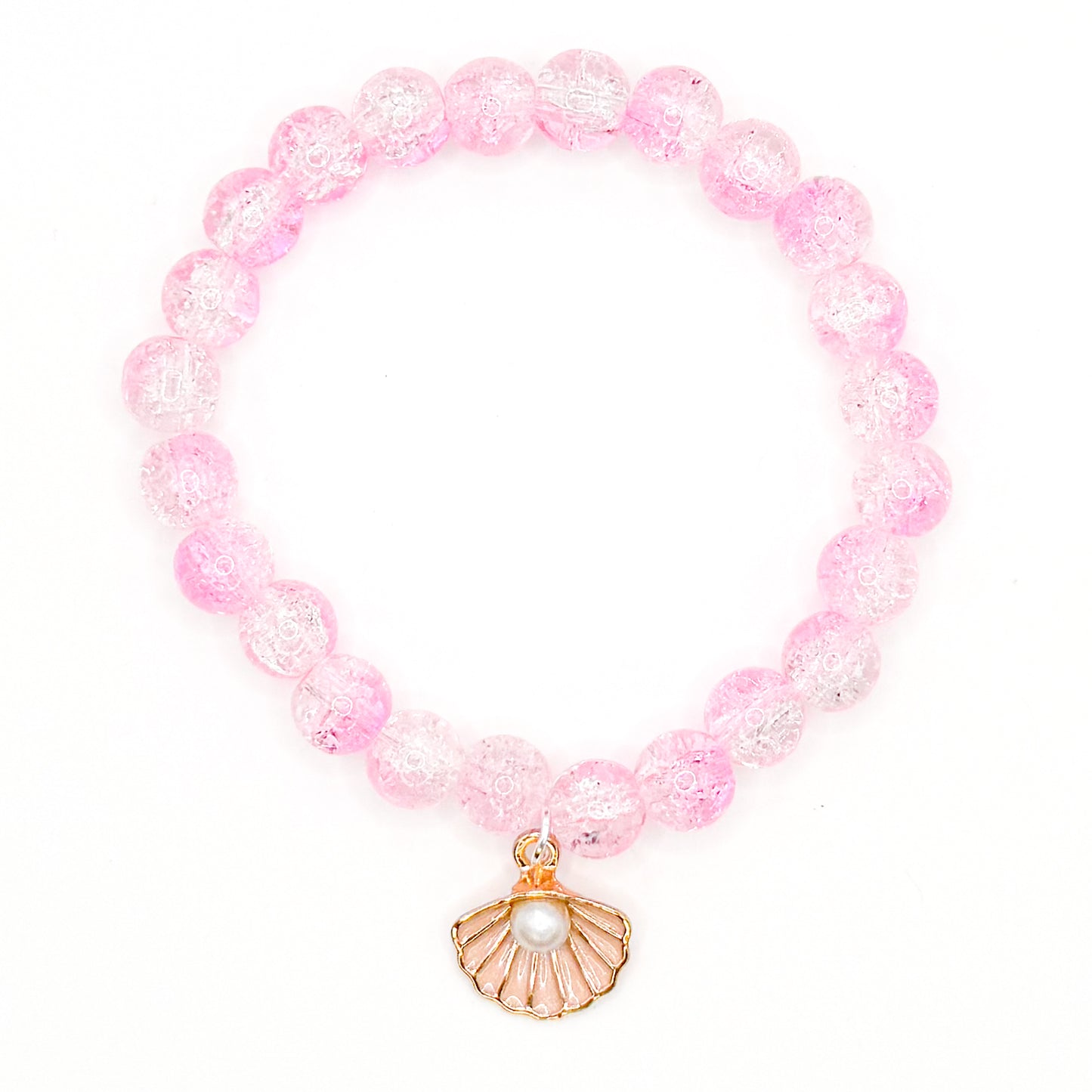 Pink Shell Glass Beaded Bracelet