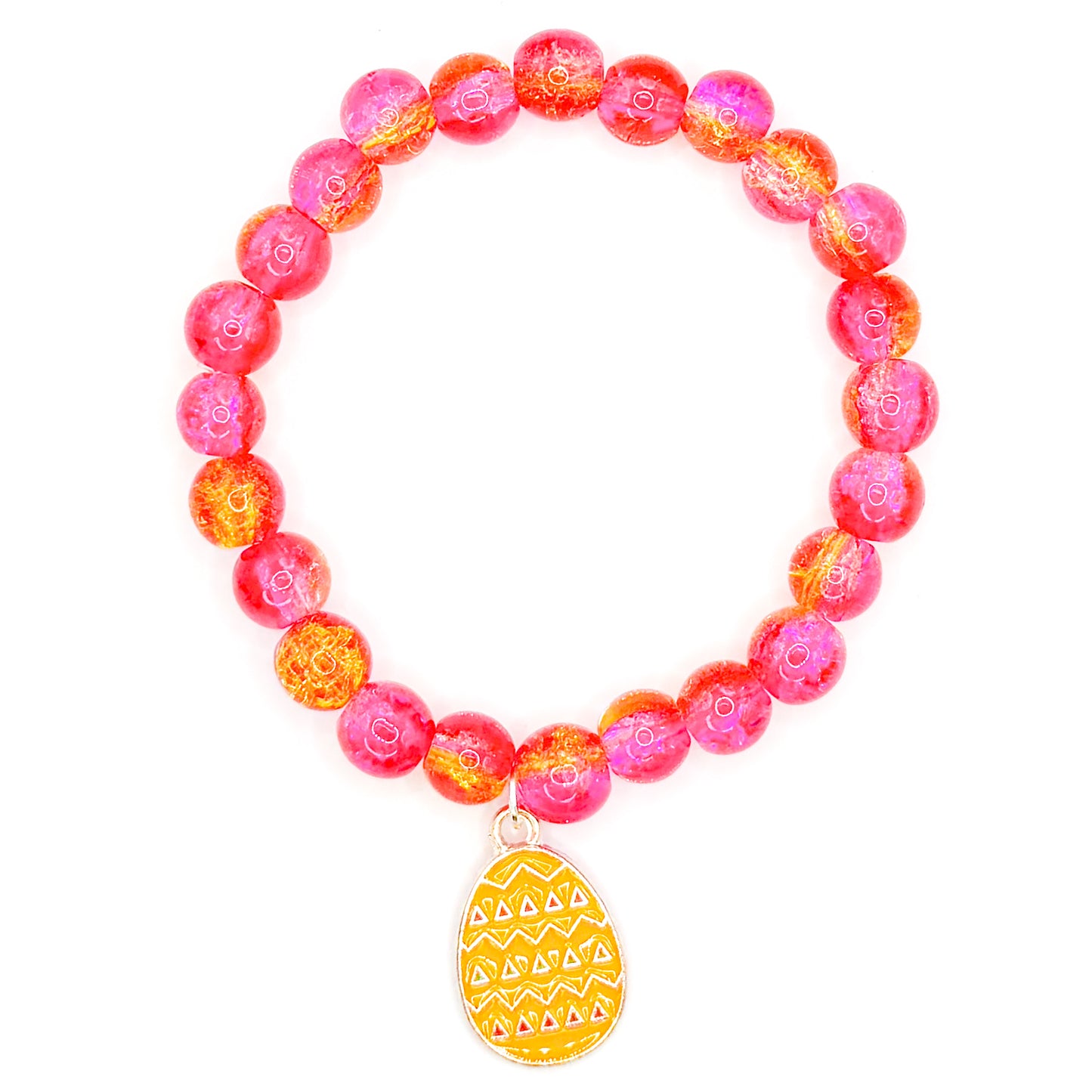 Pink and Yellow Egg Glass Beaded Bracelet