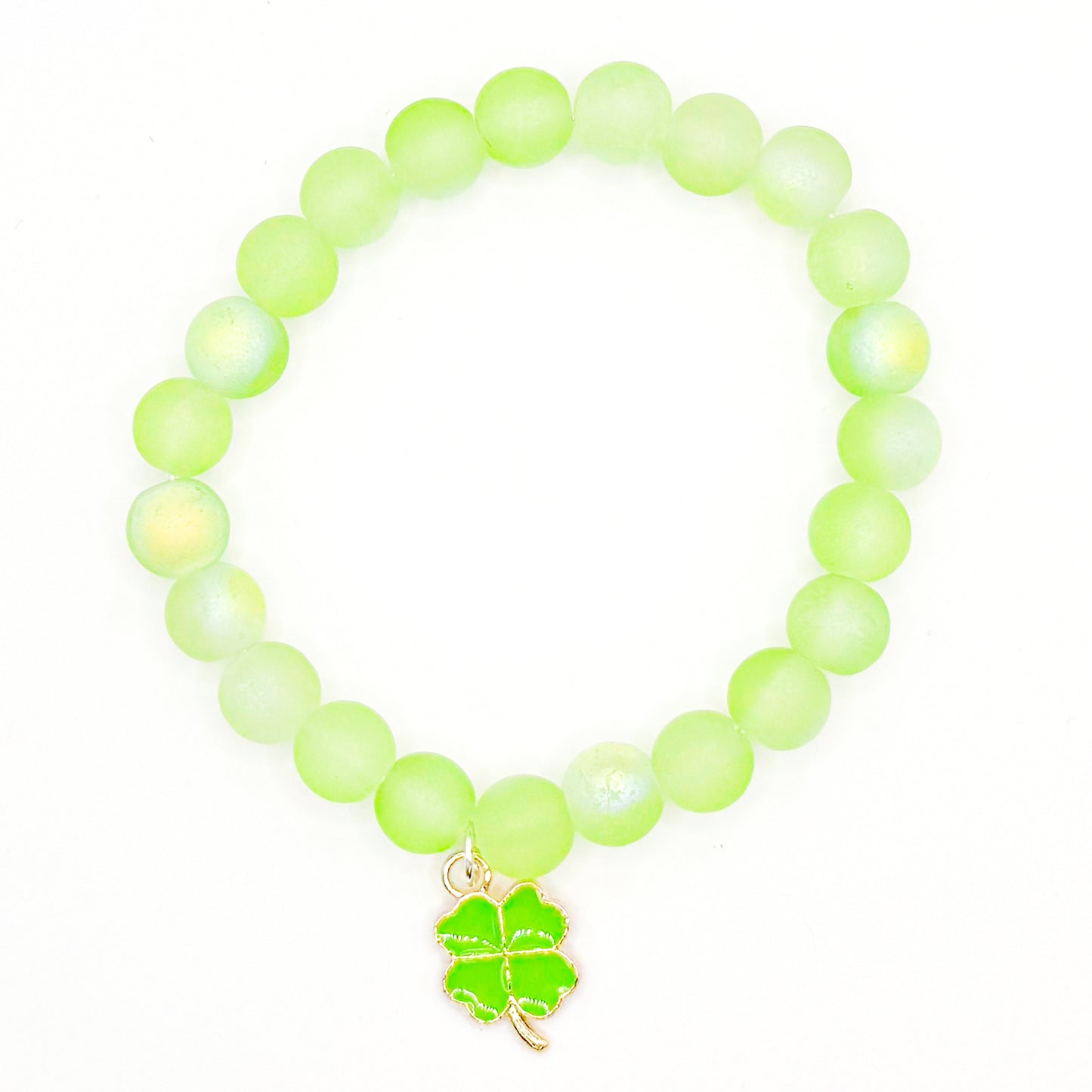 Lime Green Shamrock Glass Beaded Bracelet