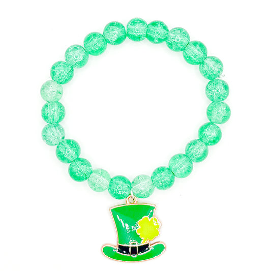 Shamrock Hat Glass Beaded Bracelet