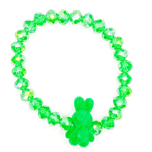 Green Spring Bunny Glass Beaded Bracelet