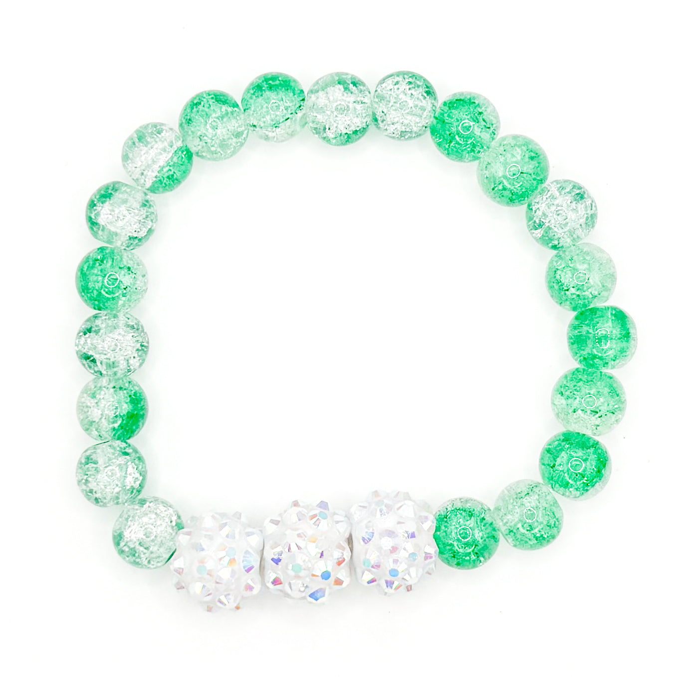 Green Shimmer Pop Glass Beaded Bracelet