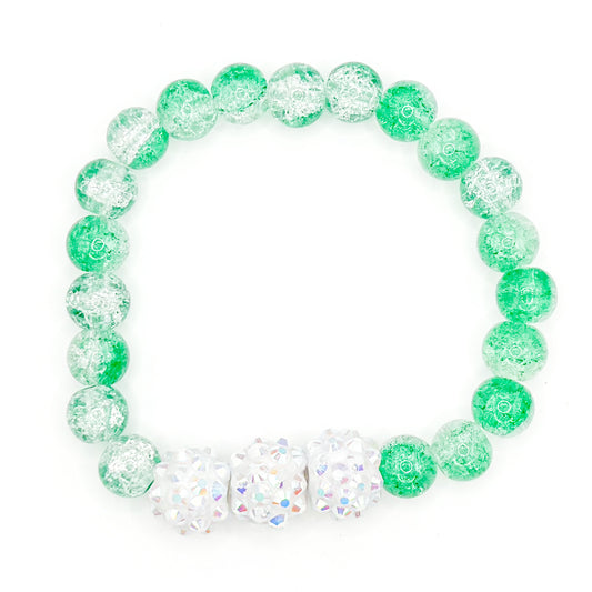 Green Shimmer Pop Glass Beaded Bracelet