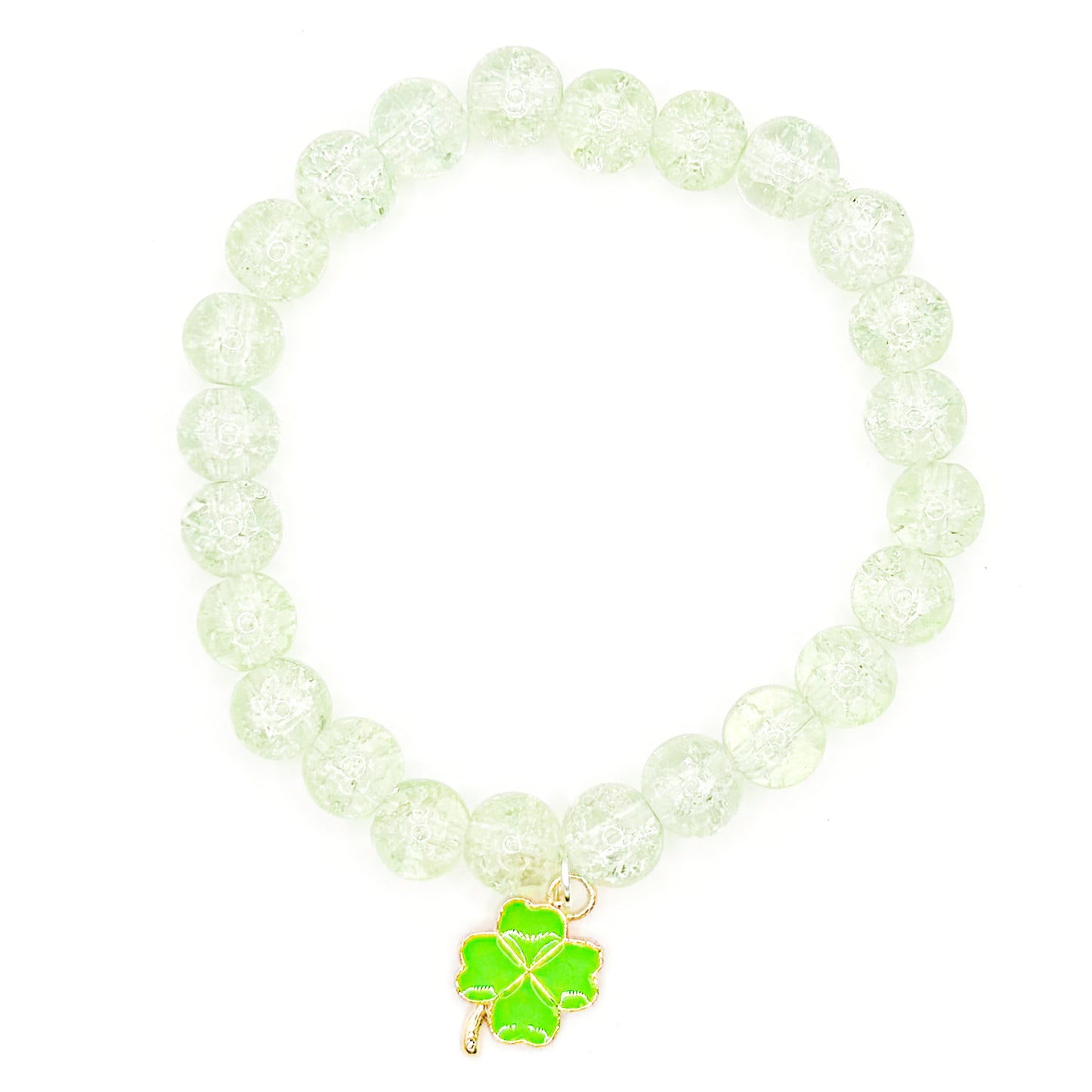 Lime Green shamrock 3.0 Glass Beaded Bracelet