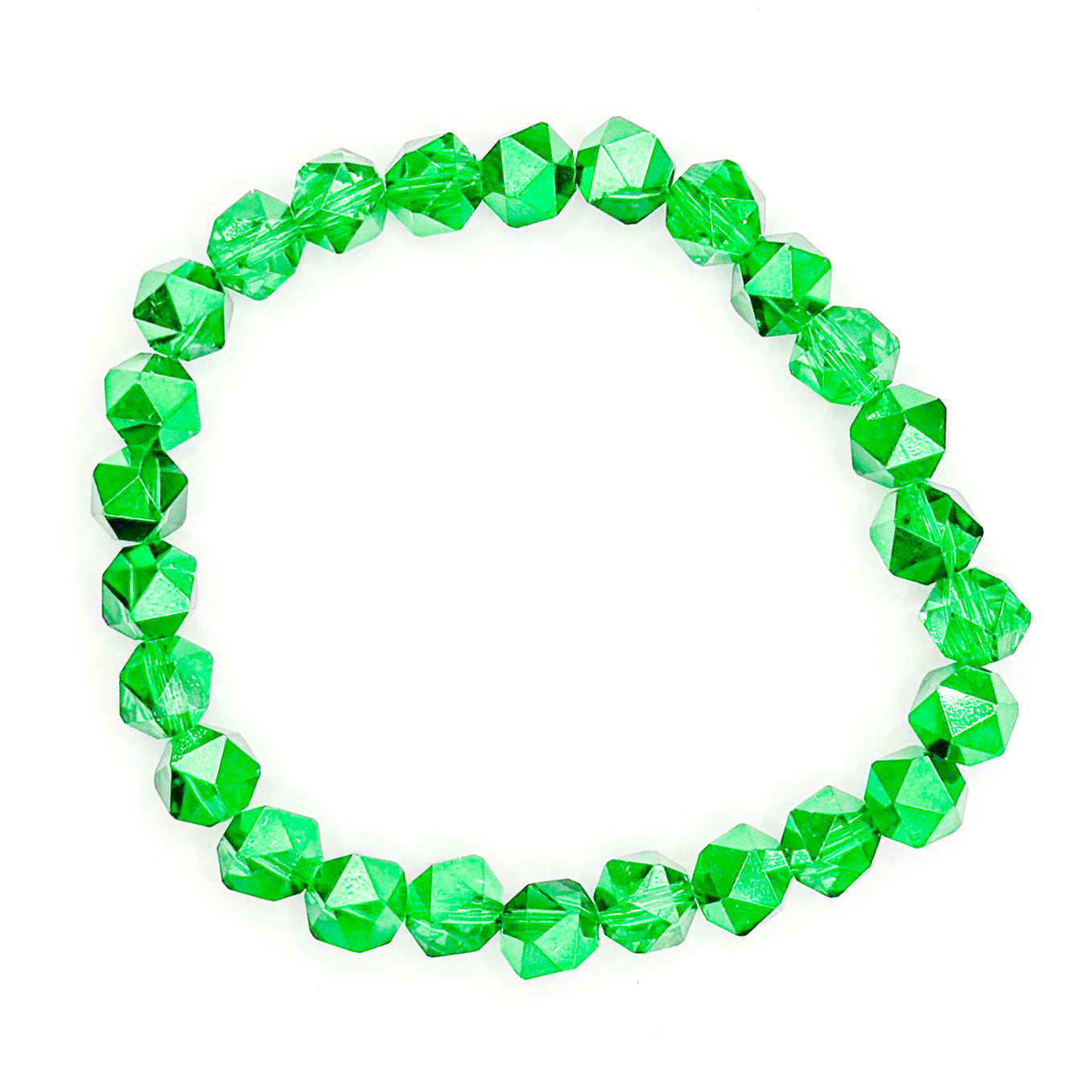 Emerald Green Rock Glass Beaded Bracelet