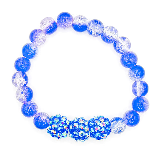 Blue Shimmer Pop Glass Beaded Bracelet