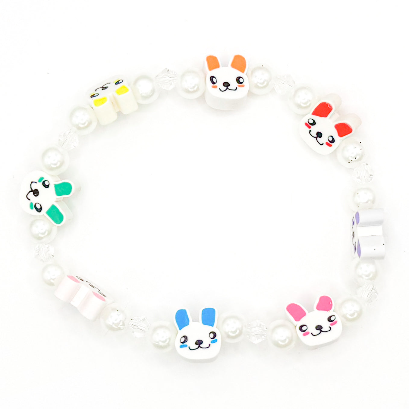 Clay Bunnies Beaded Bracelet