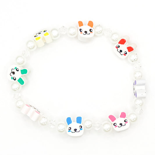 Clay Bunnies Beaded Bracelet