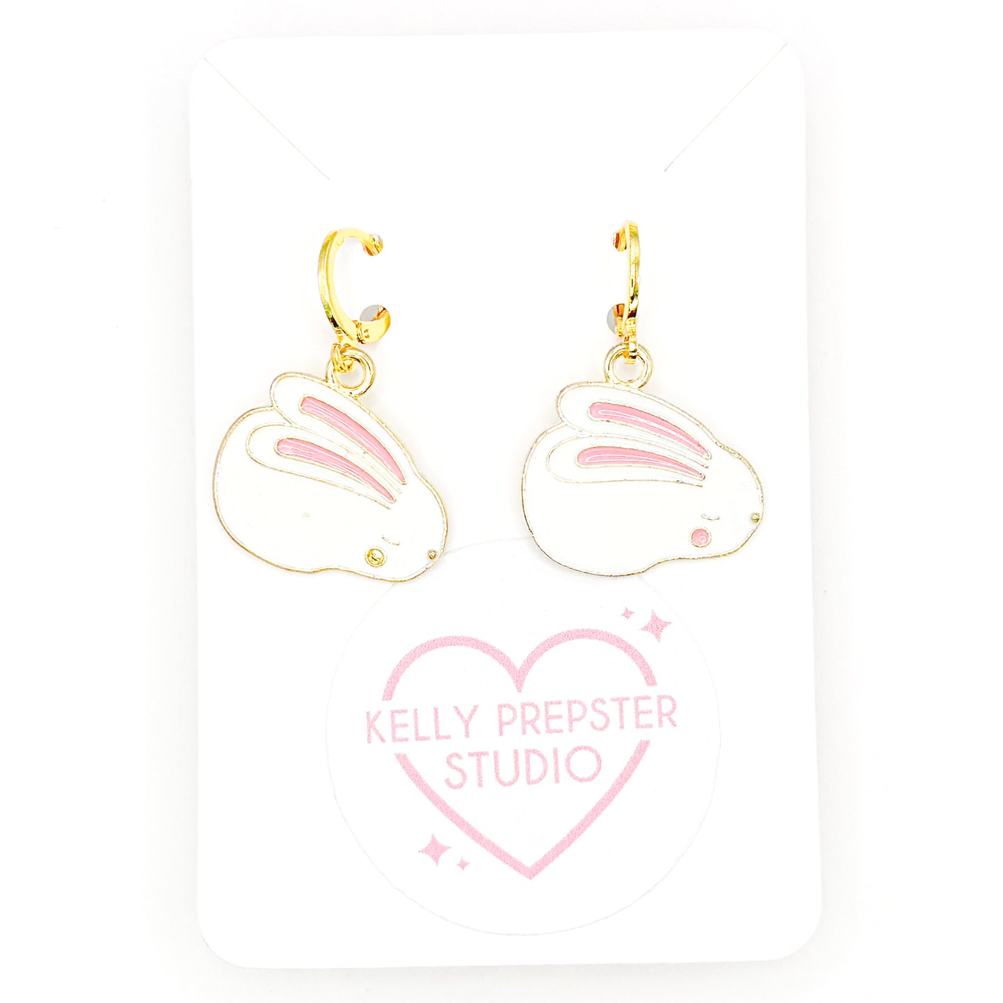 Peaceful Bunnies Huggie Earrings