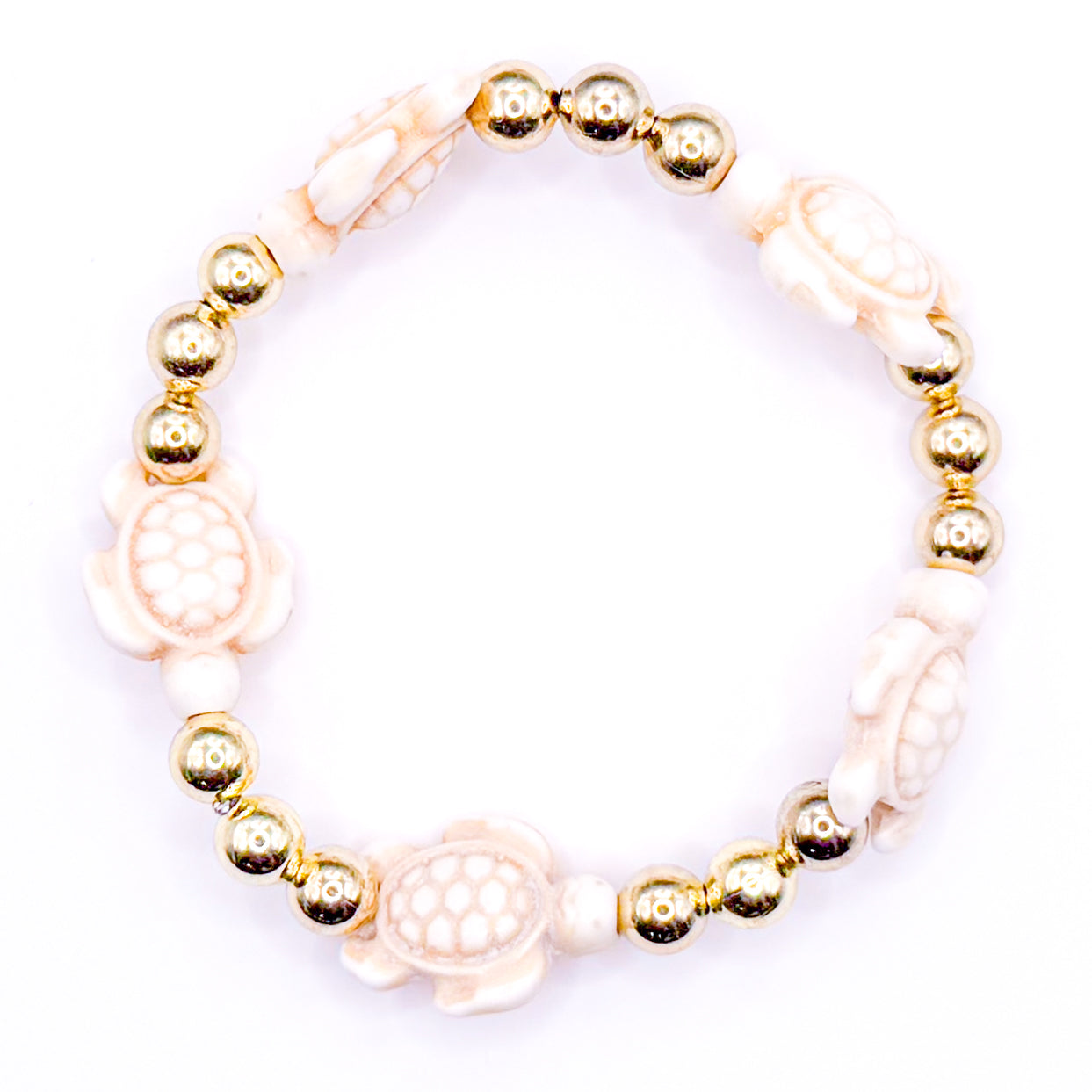 Gold Pearl Turtle Beaded Bracelet