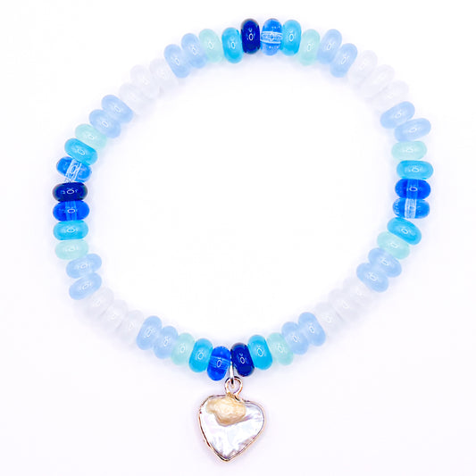 Ocean Nights Heart Glass Beaded Bracelet