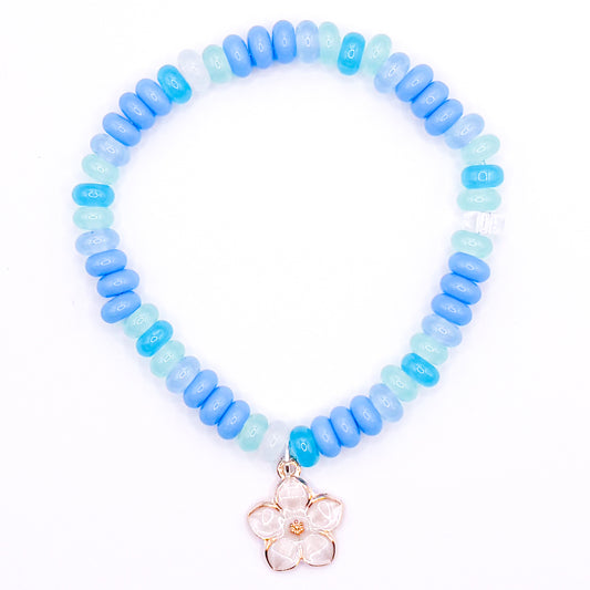 Ocean Nights Flower Glass Beaded Bracelet