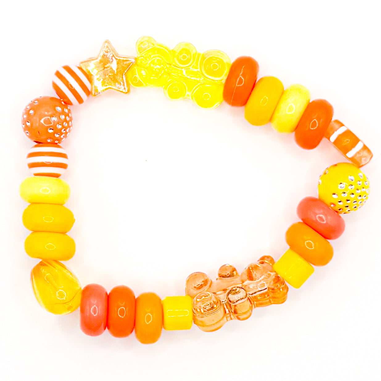 Orange and Yellow Gummy Bear Beaded Bracelet