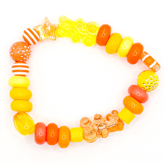 Orange and Yellow Gummy Bear Beaded Bracelet