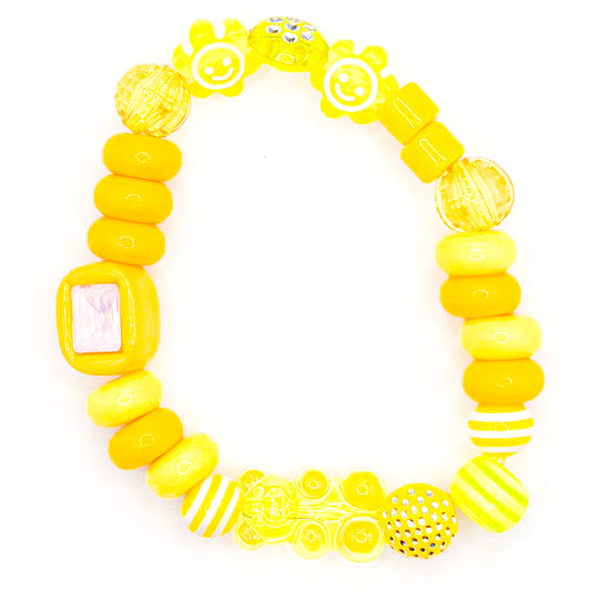 Yellow Preppy Gem Beaded Bracelet
