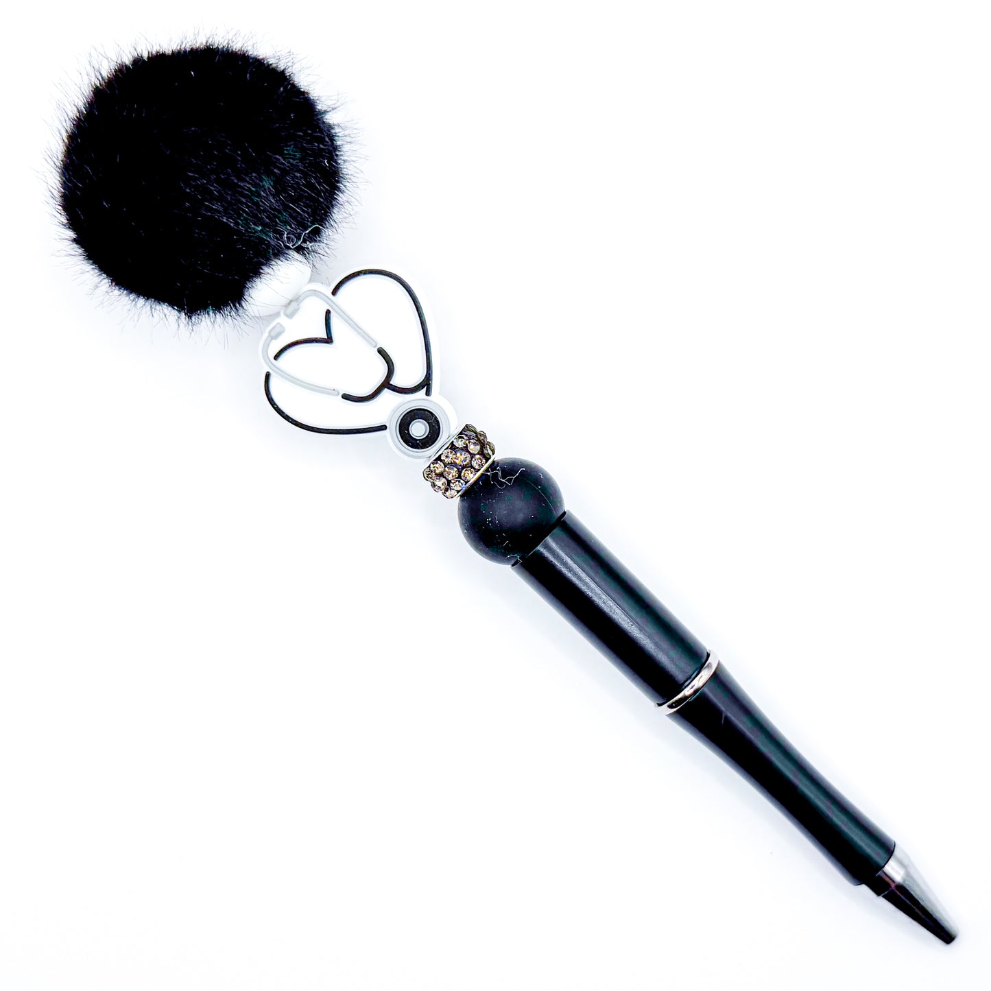 White Heart Fluffy Charm Pen