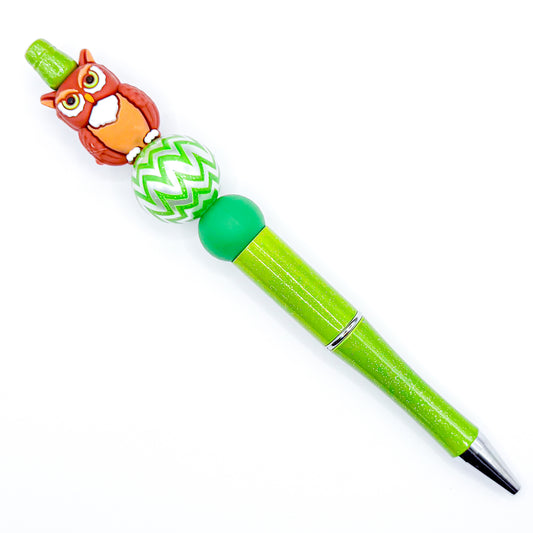 Green Owl Charm Pen