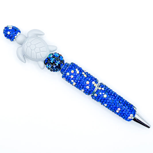 Sparkly Blue Sea Turtle Charm Pen