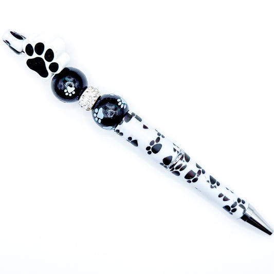 Black and White Paw Charm Pen