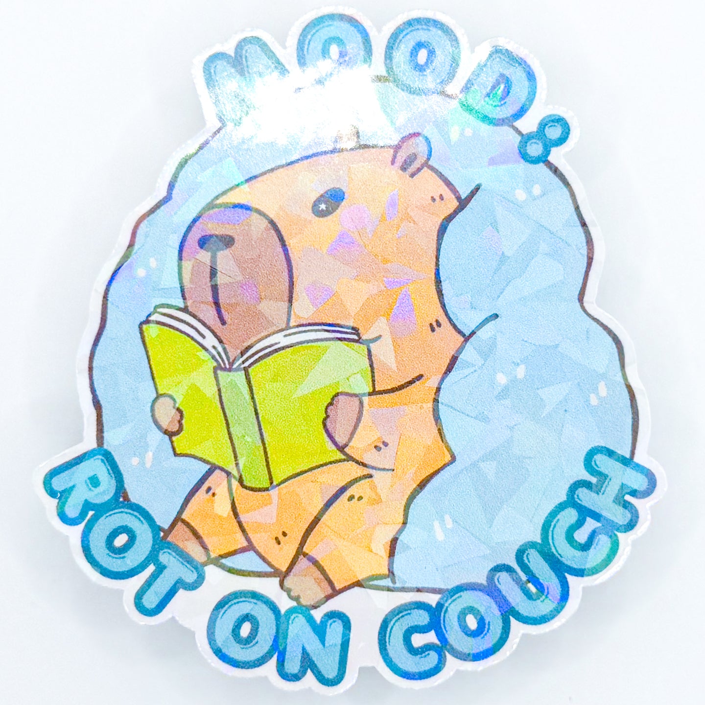Mood: Rot On Couch Capybara Holographic Sticker
