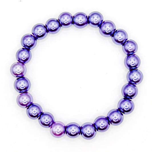 Classy Purple Pearl Glass Beaded Bracelet