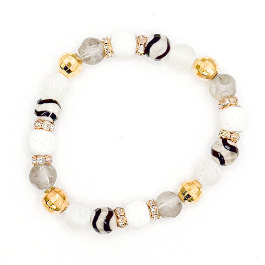 Natural Disco Glass Beaded Bracelet