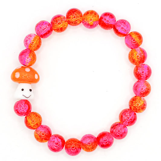 Sunset Mushroom Glass Beaded Bracelet