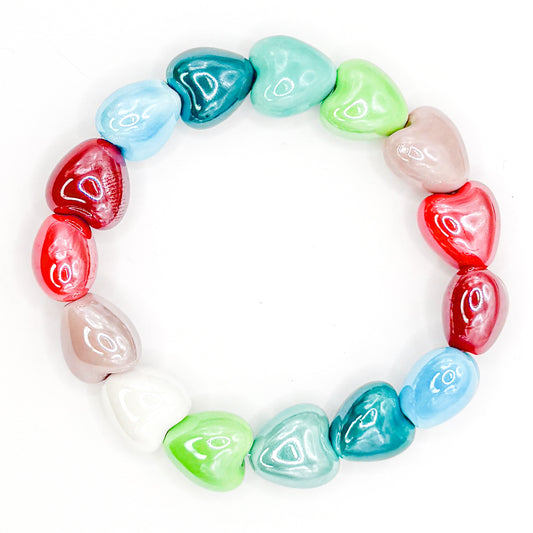 Bubble Hearts Glass Beaded Bracelet
