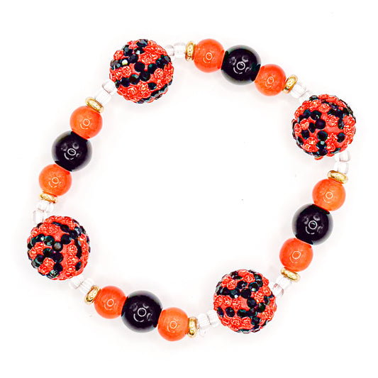 Sparkly Basketballs Glass Beaded Bracelet