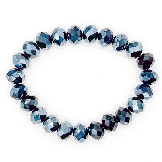 Dark Gray Star Blast Glass Beaded Bracelet