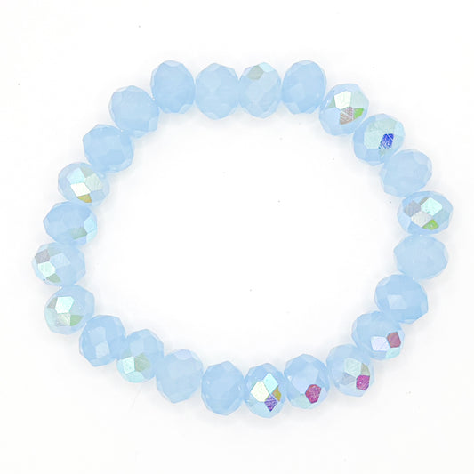 Light Blue Star Blast Glass Beaded Bracelet