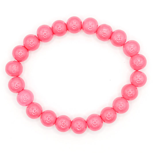 Neutral Pink Bubble Glass Beaded Bracelet