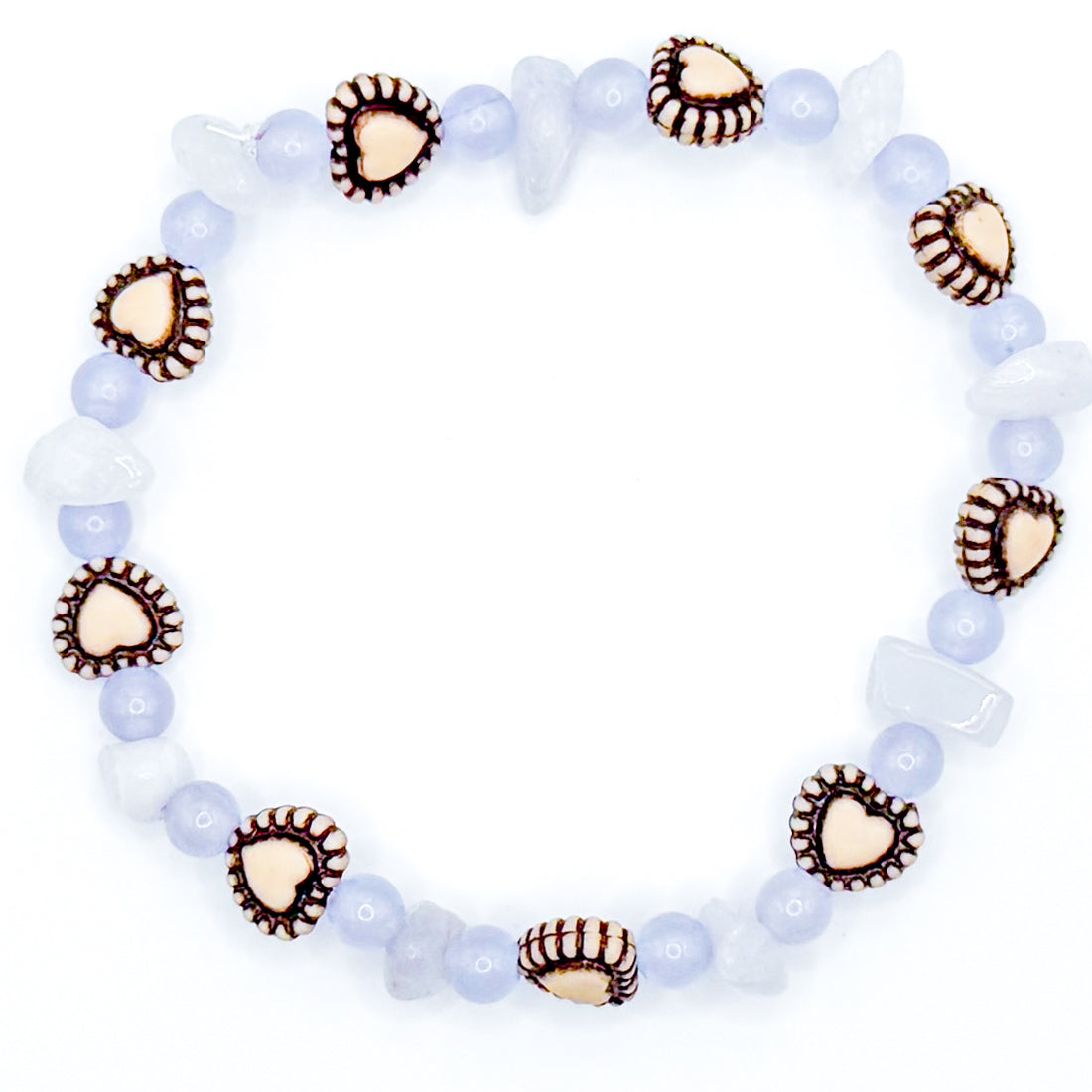 Purple Tropical Hearts Seed Bead Bracelet