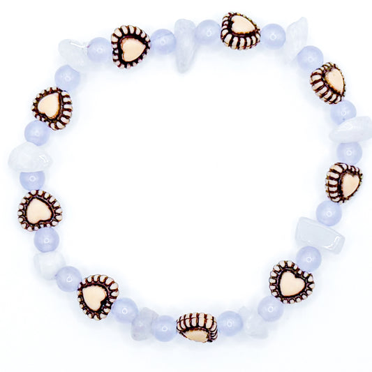 Purple Tropical Hearts Seed Bead Bracelet