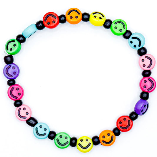 Colorful Rainbow Smiles Beaded Bracelet