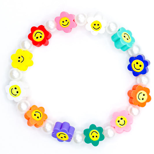 Colorful Rainbow Flowers Beaded Bracelet
