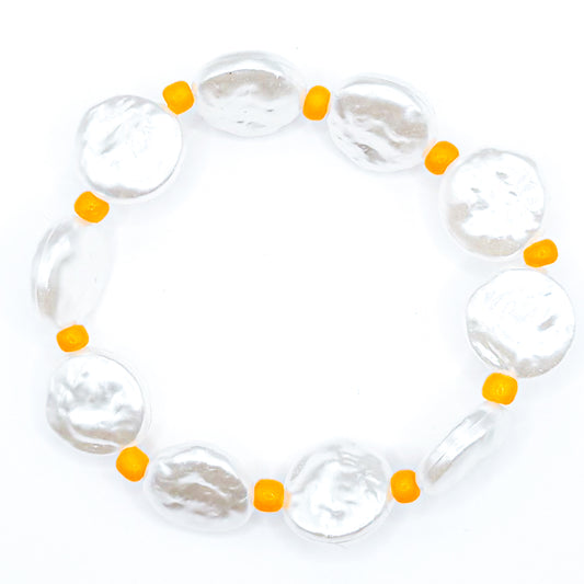 Orange Summer Shell Girlie Beaded Bracelet