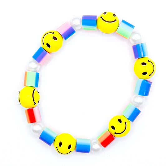 Clay Rainbow Smiles Beaded Bracelet