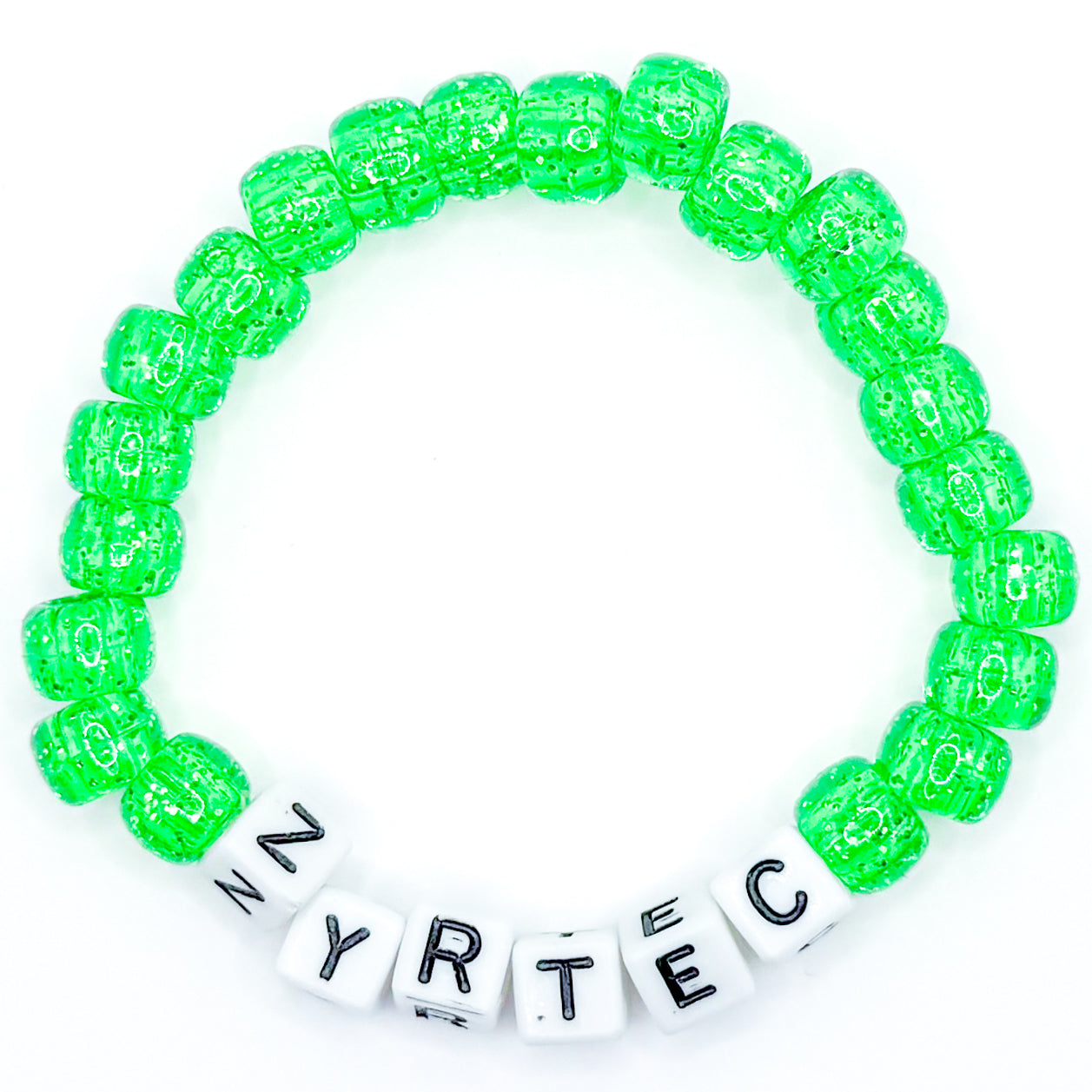 Sparkly Green "Zyrtec" Beaded Bracelet