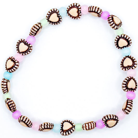 Pastel Tropical Hearts Seed Bead Bracelet