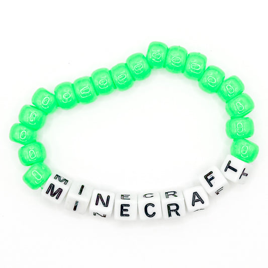 Green "MineCraft" Beaded Bracelet