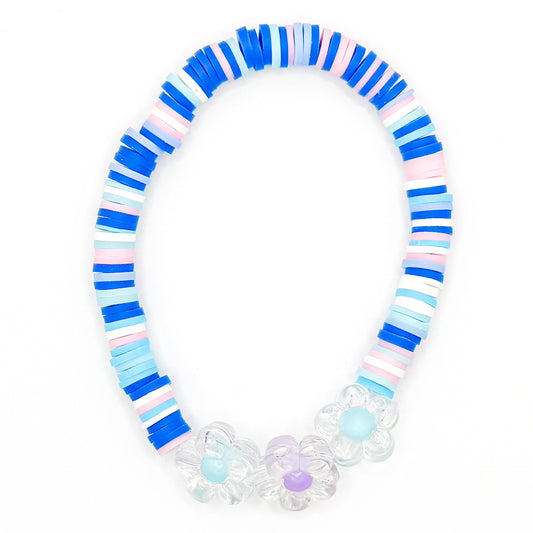 Blue Flowers Clay Beaded Bracelet