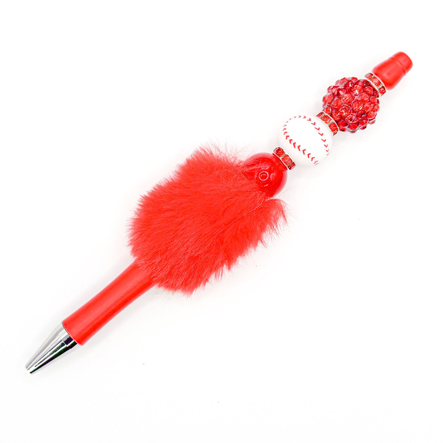 Red Baseball Charm Pen