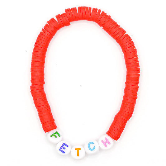 Red "Fetch" Clay Beaded Bracelet