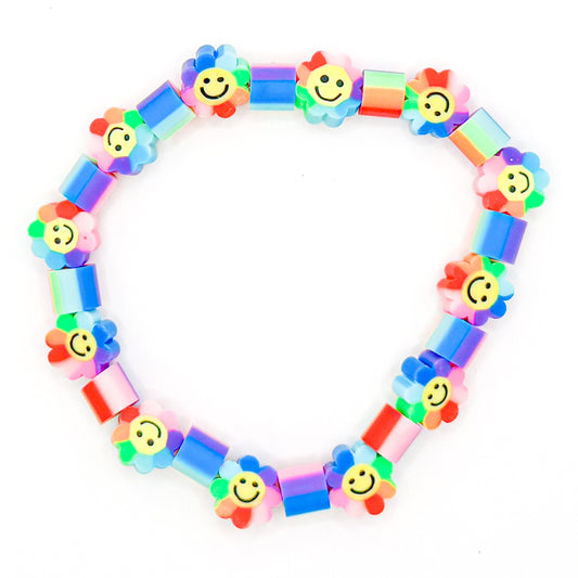 Colorful Flower Smiles Beaded Bracelet