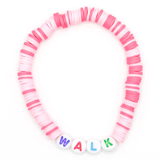 Pink "Walk" Clay Beaded Bracelet