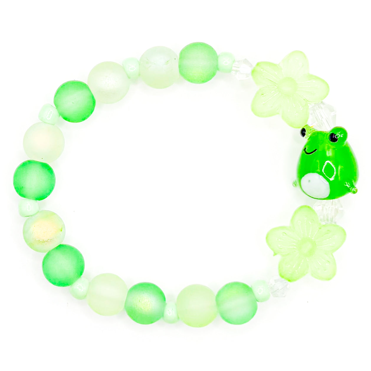 Green Tropical Frog Glass Beaded Bracelet
