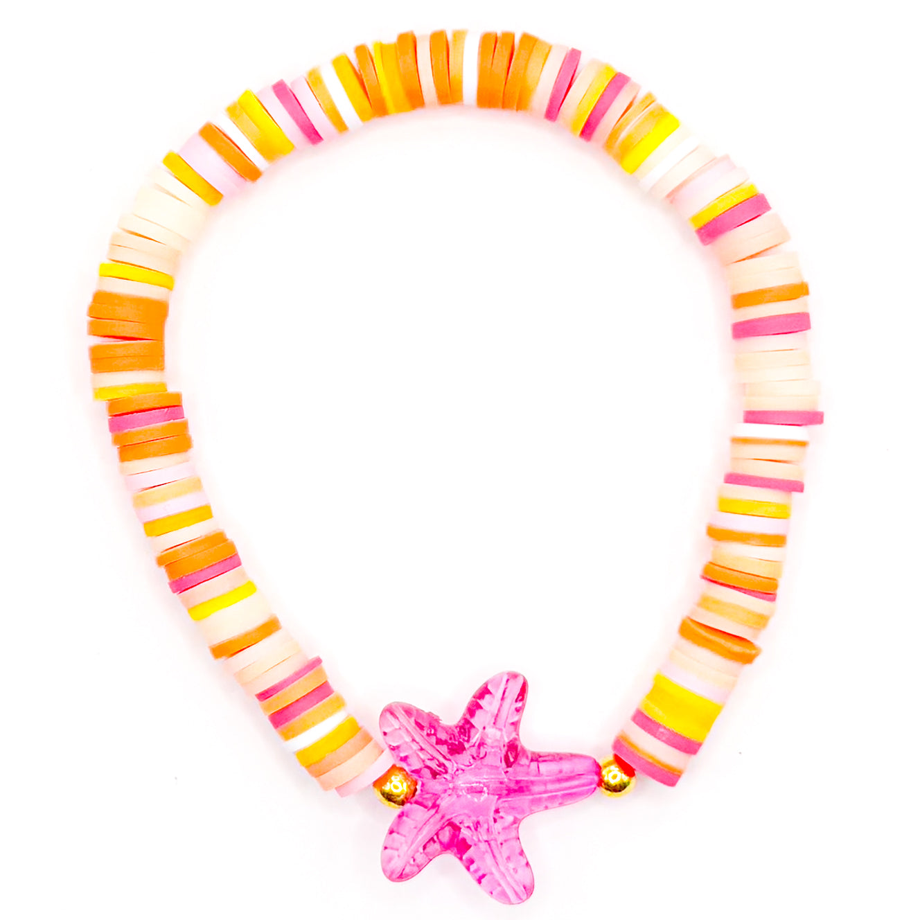 Summer Crystal Starfish Clay Beaded Bracelet